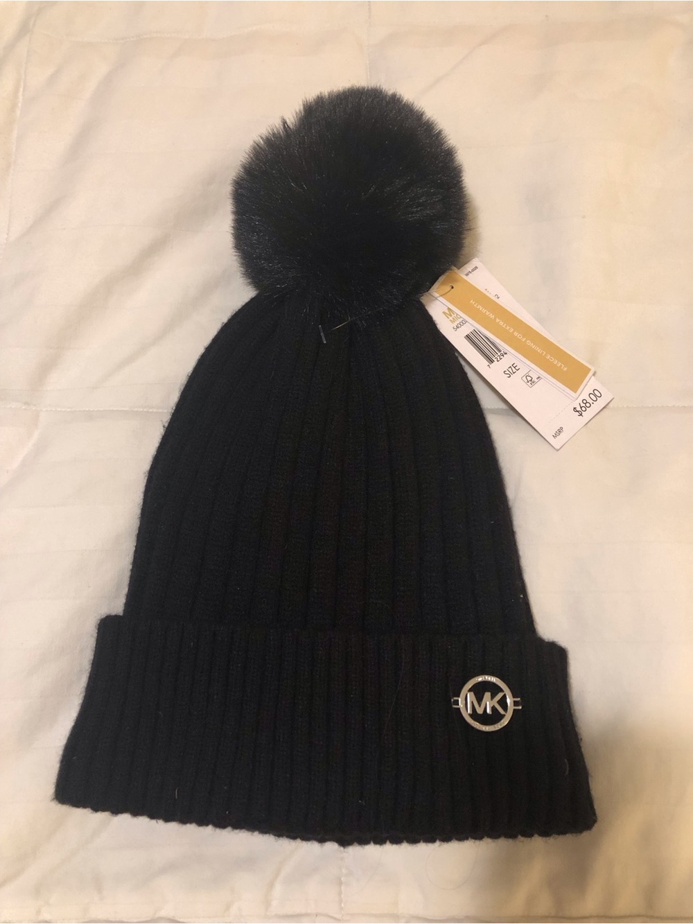 Michael Kors Black Knit Pom Pom Beanie for Kids